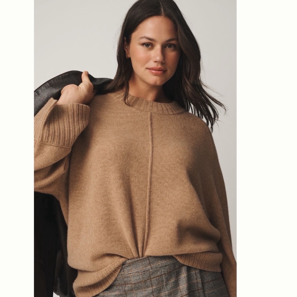 NWT Anthropologie The Chandler Cashmere Crew-Neck Relaxed Pullover Sweater XL - Picture 1 of 16
